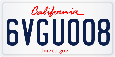 CA license plate 6VGU008