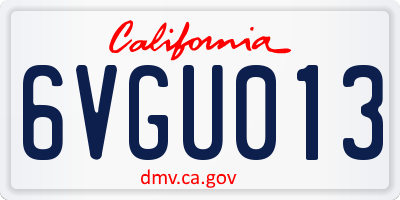CA license plate 6VGU013