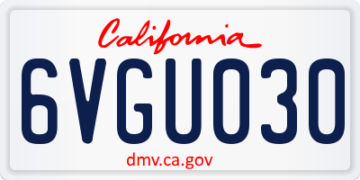 CA license plate 6VGU030