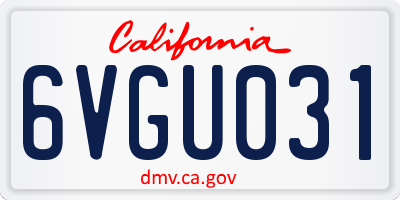 CA license plate 6VGU031