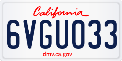 CA license plate 6VGU033