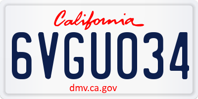 CA license plate 6VGU034