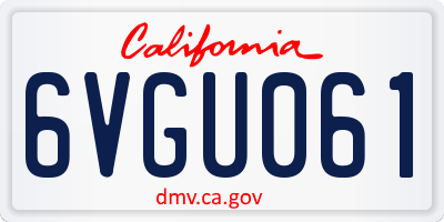 CA license plate 6VGU061