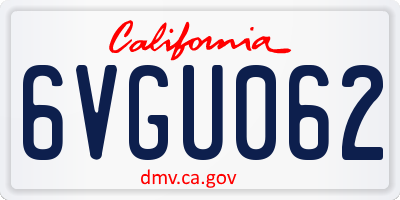 CA license plate 6VGU062