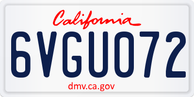 CA license plate 6VGU072