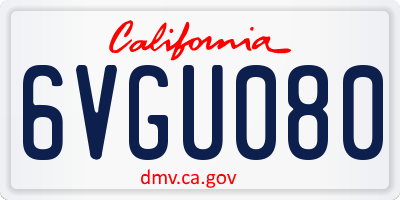 CA license plate 6VGU080