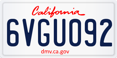 CA license plate 6VGU092