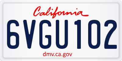 CA license plate 6VGU102
