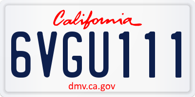 CA license plate 6VGU111