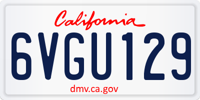 CA license plate 6VGU129