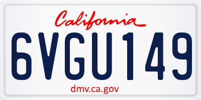CA license plate 6VGU149