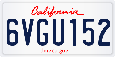 CA license plate 6VGU152
