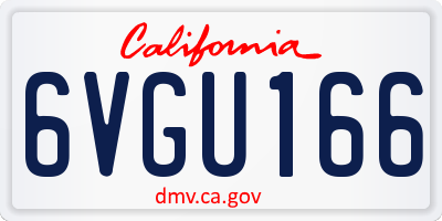 CA license plate 6VGU166