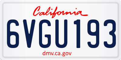 CA license plate 6VGU193