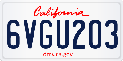 CA license plate 6VGU203