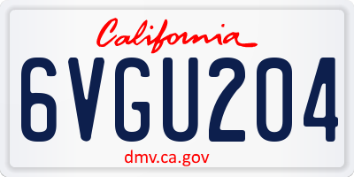 CA license plate 6VGU204