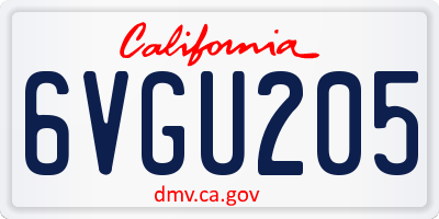 CA license plate 6VGU205