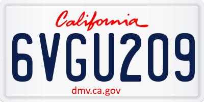 CA license plate 6VGU209