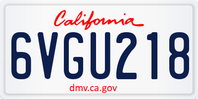 CA license plate 6VGU218