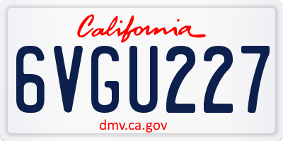 CA license plate 6VGU227