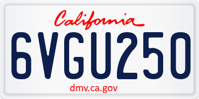 CA license plate 6VGU250