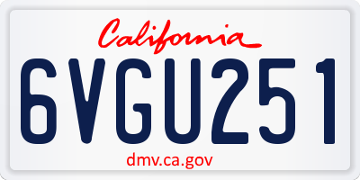 CA license plate 6VGU251
