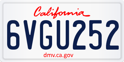CA license plate 6VGU252