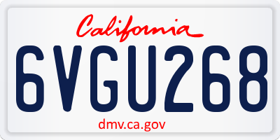 CA license plate 6VGU268