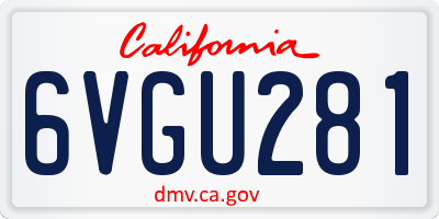 CA license plate 6VGU281