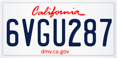 CA license plate 6VGU287