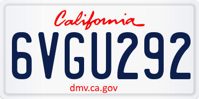 CA license plate 6VGU292