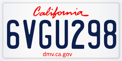 CA license plate 6VGU298