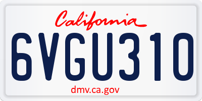 CA license plate 6VGU310