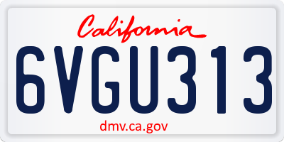 CA license plate 6VGU313