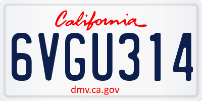 CA license plate 6VGU314