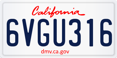 CA license plate 6VGU316