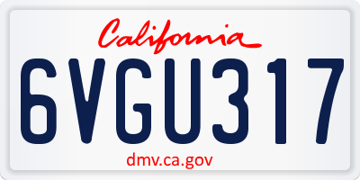 CA license plate 6VGU317