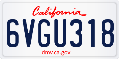 CA license plate 6VGU318