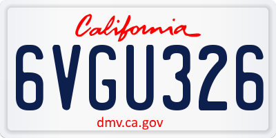 CA license plate 6VGU326