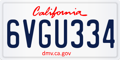 CA license plate 6VGU334