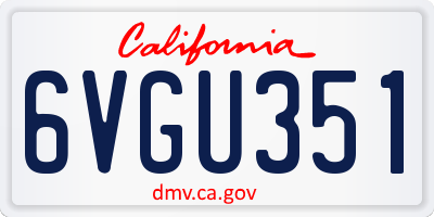 CA license plate 6VGU351