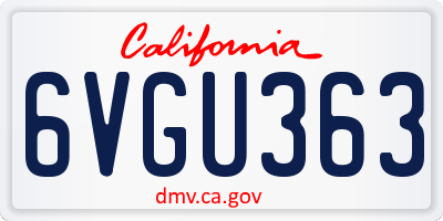 CA license plate 6VGU363