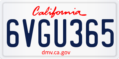 CA license plate 6VGU365