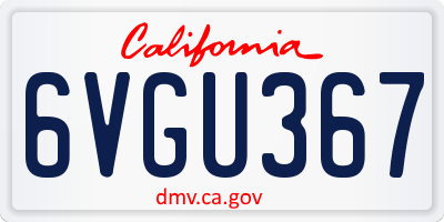 CA license plate 6VGU367