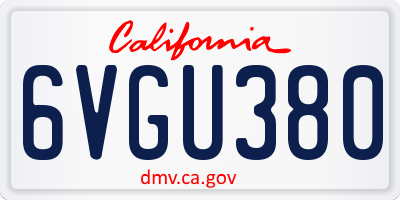 CA license plate 6VGU380