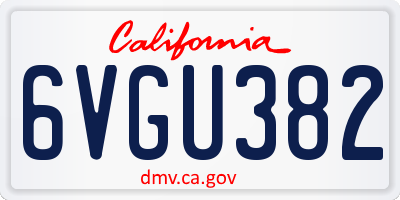 CA license plate 6VGU382