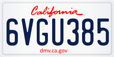 CA license plate 6VGU385