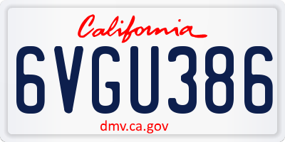 CA license plate 6VGU386