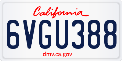 CA license plate 6VGU388