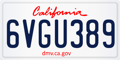 CA license plate 6VGU389